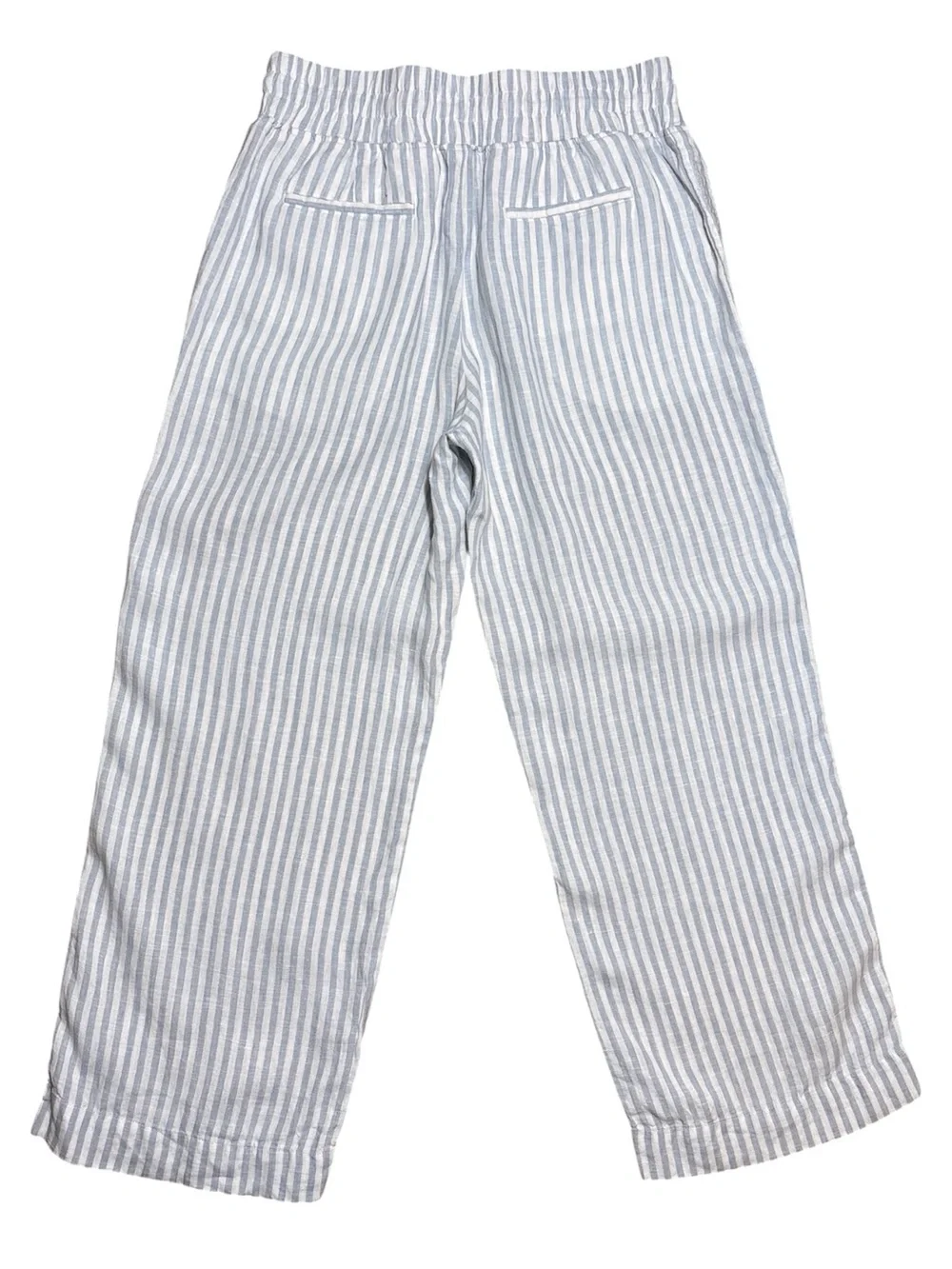 Quince 100% European Linen Wide Leg Pants NWT in Sky Blue Mariner Stripe Sz M